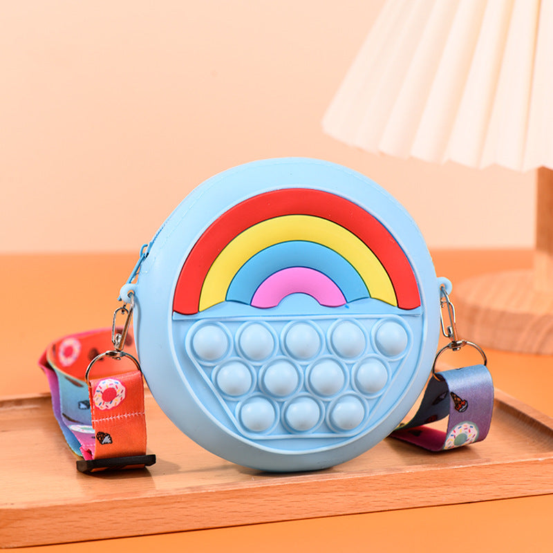 Wholesale Rainbow Silicone Decompression Kids Shoulder Bag